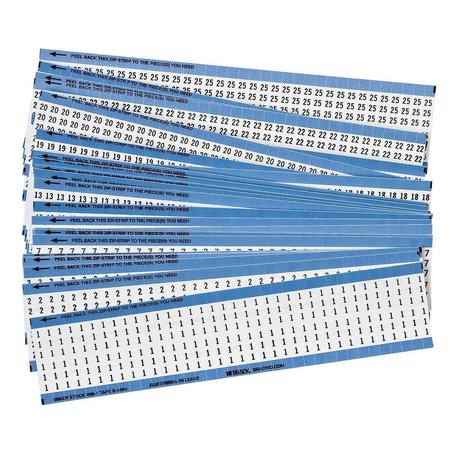 BRADY Combination Pack Wire Markers Repositionable Vinyl Cloth, 1 to 25, 900 Total, 25PK CPCWM-1-25